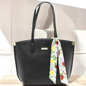 London Fog Black Tote with Floral Scarf